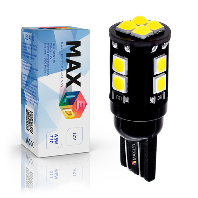 Светодиодная авто лампа W5W T10 – Max-Lumen 12Led 6Вт Белая