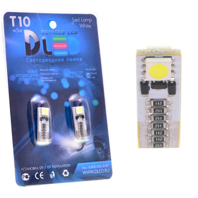 Светодиодная авто лампа W5W T10 – 2 SMD5050 Обманка 0.48Вт Белая